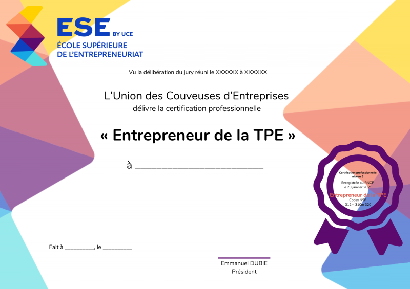 Certification Professionnelle « Entrepreneur de la TPE » – couveuse Interface – Marseille, Var – Bouches-du-Rhône